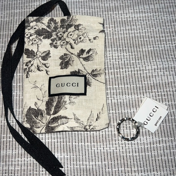 Gucci Interlocking Sterling Silver Blue Enamel 9mm Ring Size 7 - Picture 7 of 10